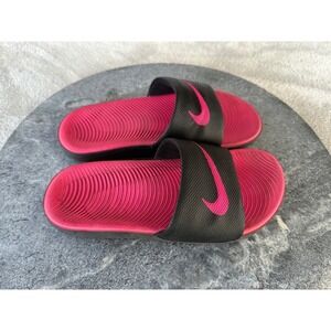 Nike Kids Size 13C Kawa Black Pink Slides Slip On Shoes Sandals